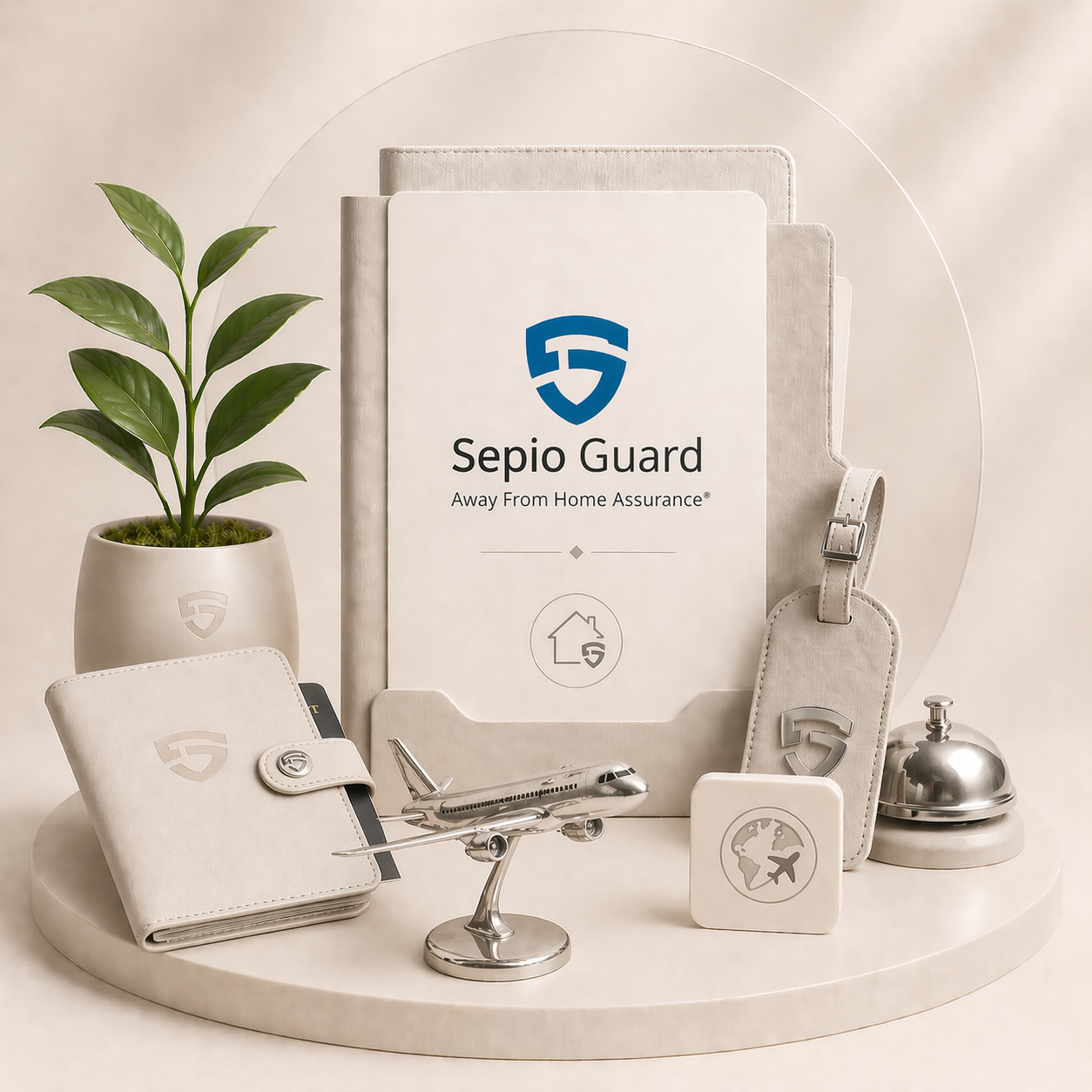 Sepio Guard product with accessories on a neutral background