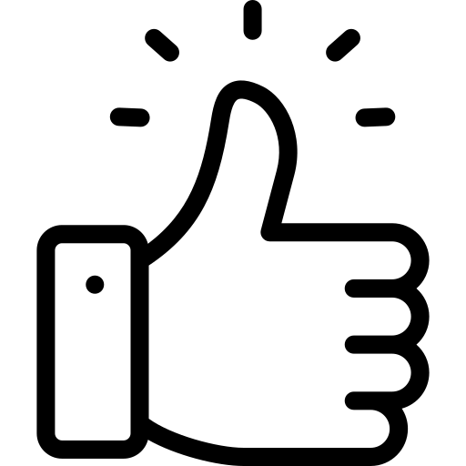Black outline of a hand giving a thumbs up  on a transparent background