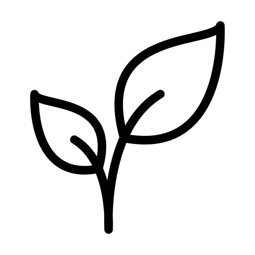 Black line drawing of a leaf on a transparent background